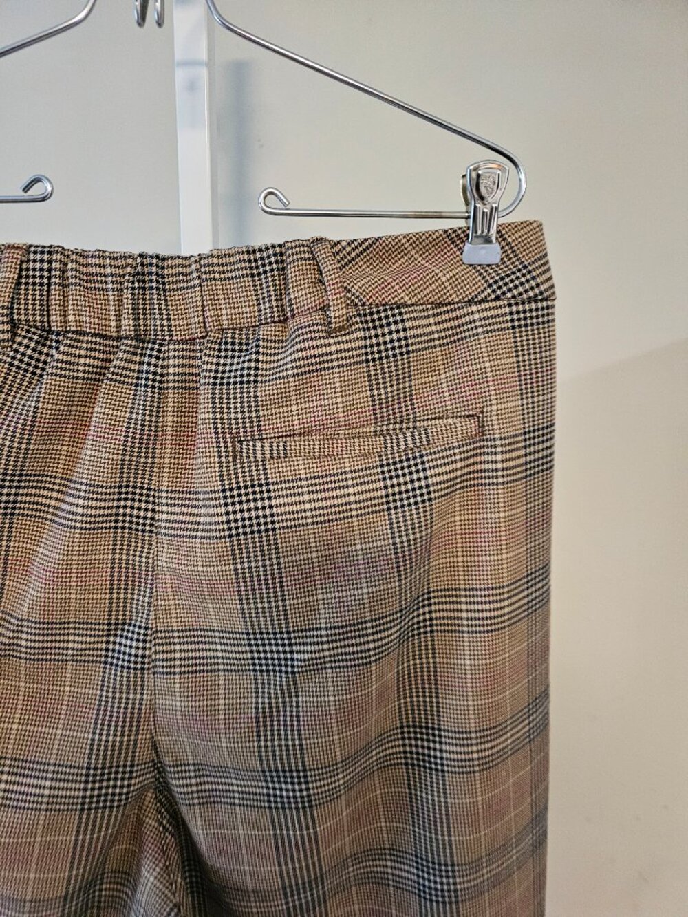 Old Navy Trousers Tailored Wide Leg Brown Plaid Academia Preppy Office L - Picture 7 of 11